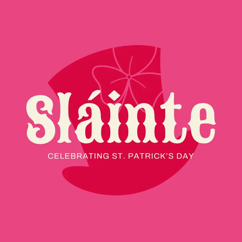 Celebrating St. Patrick's Day Pink minimal, bright, typography, bold, graphic, simple