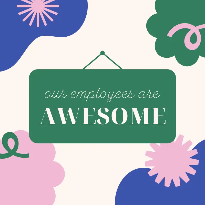 Thank you card for company employees Green Organic, Playful, Sign, bold, floral, geometric