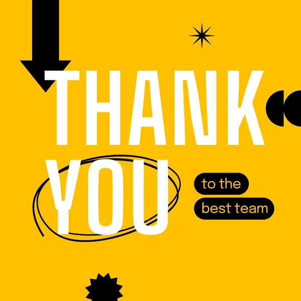 Thank you note for the team Yellow Bold, Contrast, Shapes, modern, bright, fun