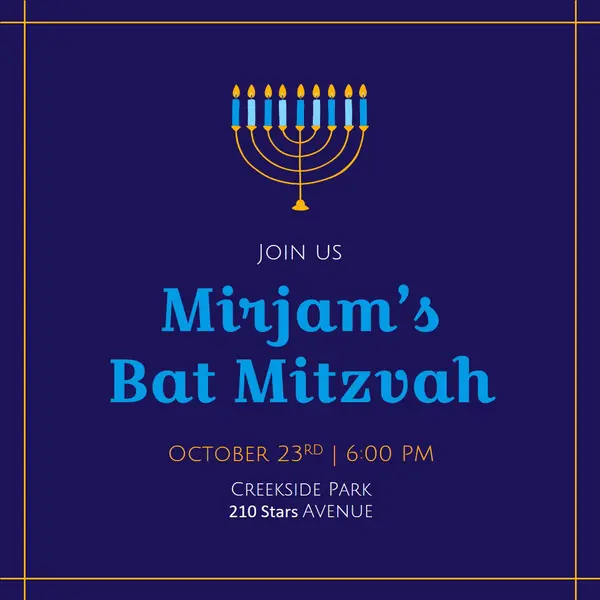 Bat Mitzvah invitation Blue modern, simple, graphic,  icon, motif, line, frame,