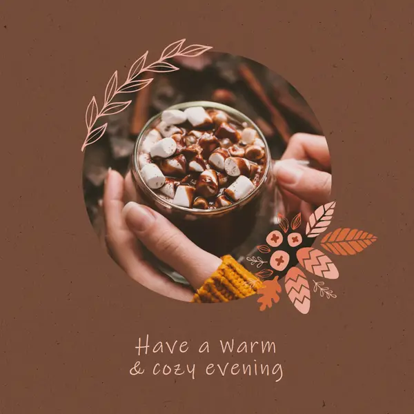 A warm and cozy evening Brown modern, simple, frame, botanical, handwriting,