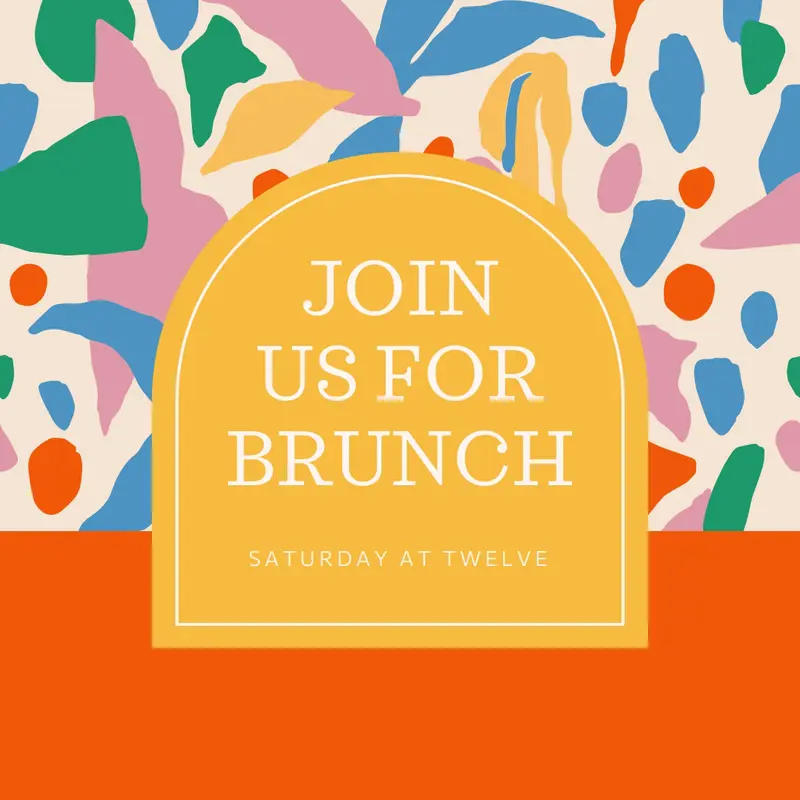 Join us for brunch Yellow organic, bright, pattern, arch, illustration, graphic