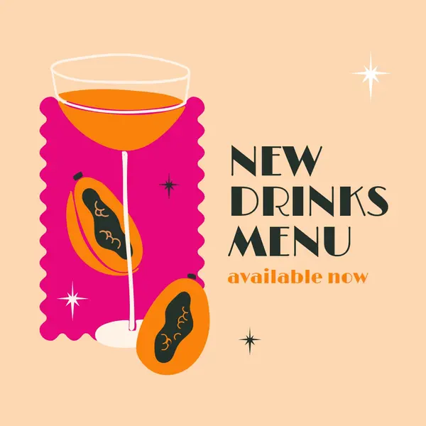 New drinks menu Orange retro, colorful, illustration, playful, art deco, shapes