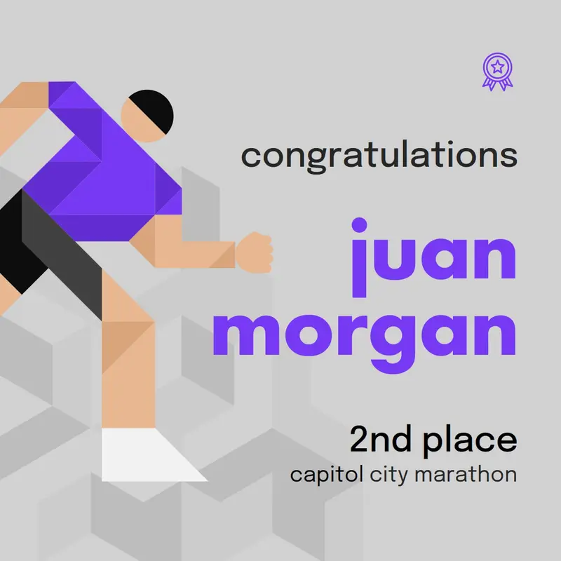 City marathon congratulations Purple modern, bold, graphic, geometric, simple, block