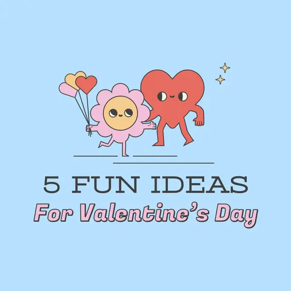 5 fun Valentine's Day ideas Blue retro, colorful, characters, bright, fun, cute