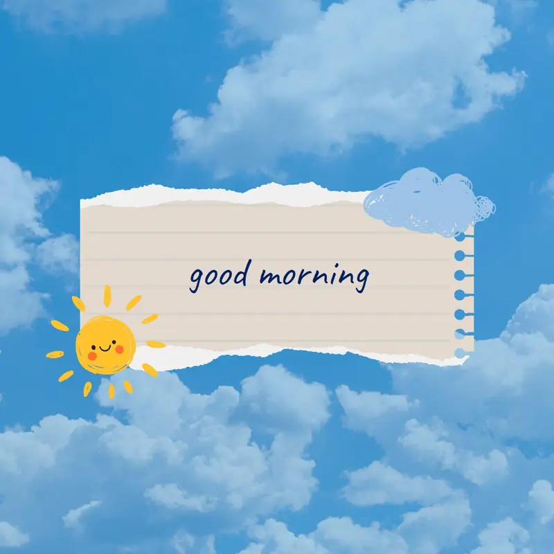 Good morning, have a nice day Blue playful, simple, stickers, bright, illustration, label