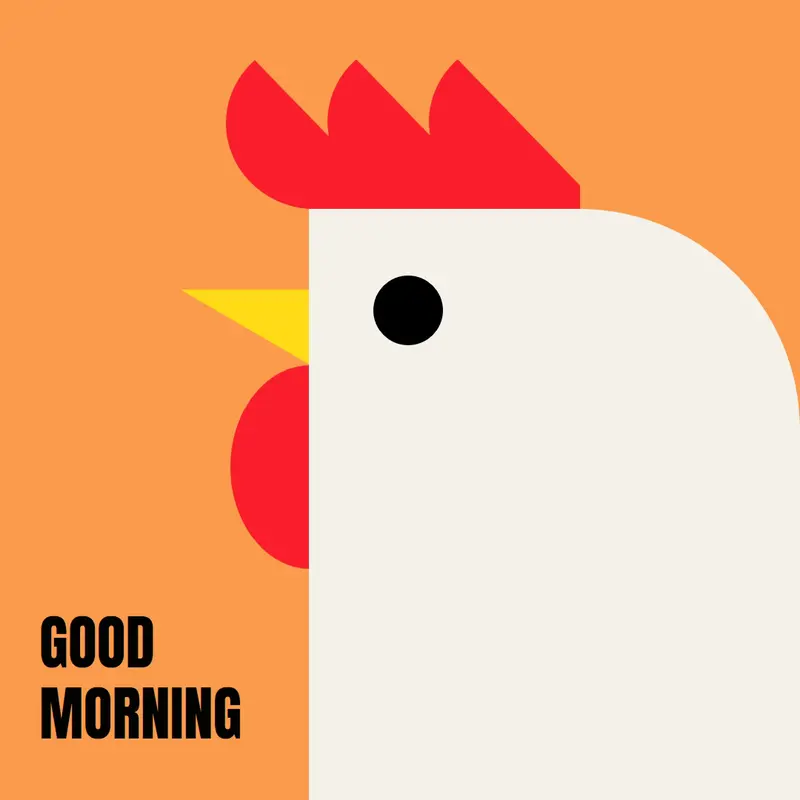 Wake-up call Orange bright, geometric, rooster, shapes, fun, playful