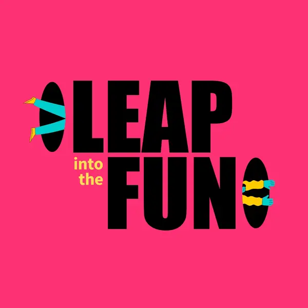 Leap into the fun Pink bold, fun, cutout, bright, modern, playful