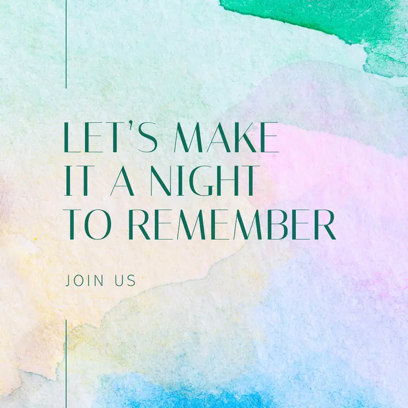 Let's make it a night to remember Green Minimal, Elegant, Watercolor