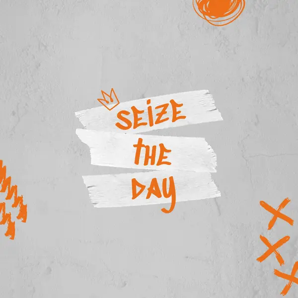 Seize the day Orange modern, grungy, scribbles, doodles, irregular, brushstroke