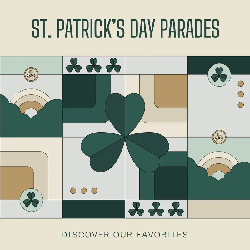 Favorite St. Patrick's Day parades Green modern, geometric, illustration, abstract, shapes, earthy