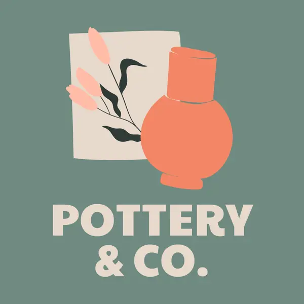 Pottery and cooperation Green organic, simple, illustration, rustic, neutral, earthy