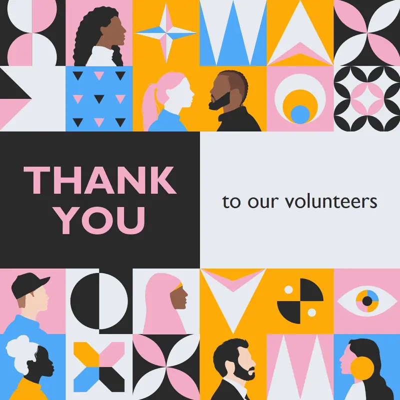 Thank you card to volunteers Pink Fun, Geometric, Pattern, graphic, illustration, symmetrical