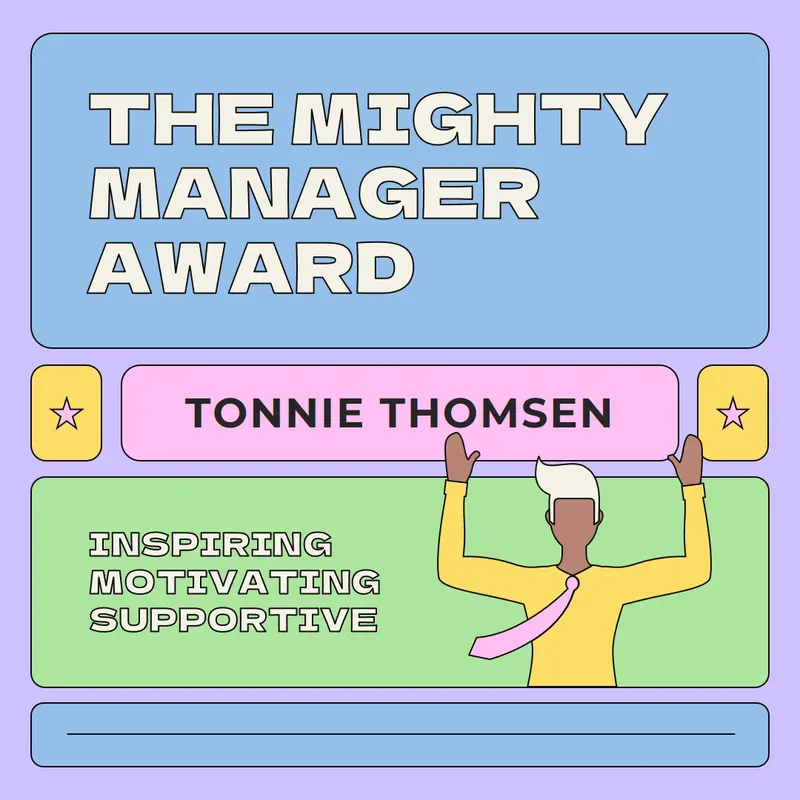 Manager award for inspiration Blue casual, playful, blocks, geometric, modern, label