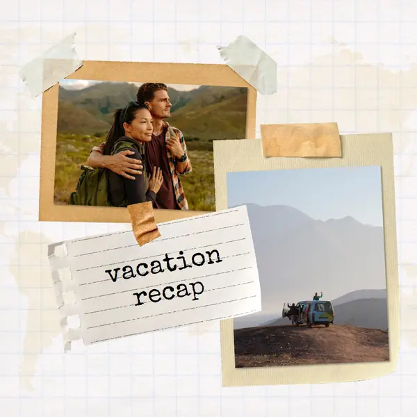 Recap of our vacation White photographic, scrapbook, collage, simple, retro, travel