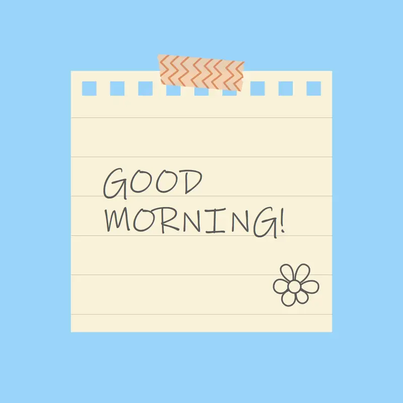 Good morning note Blue vibrant, simple, note, minimal, scrapbook, note[pad