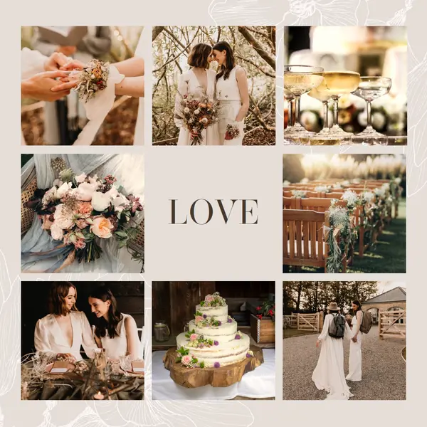 Celebrating our lovely wedding Brown photographic, grid, collage, scrapbook, simple,