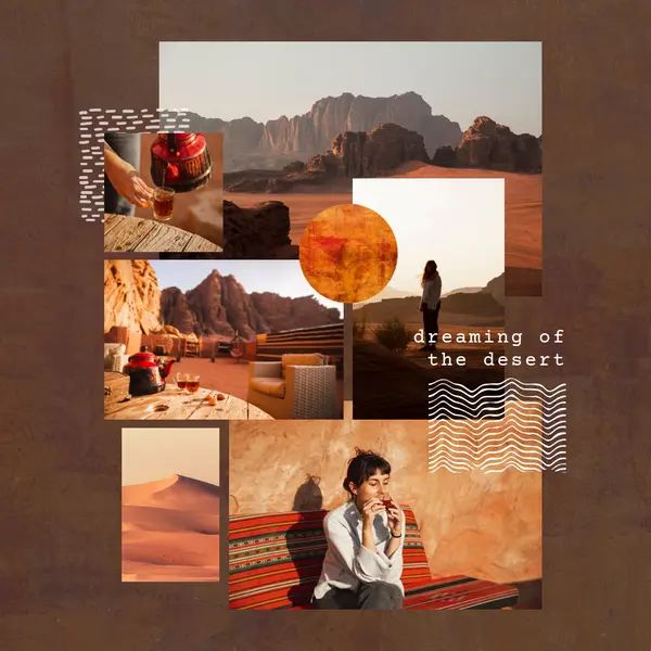 Dreaming of the desert Orange photographic, travel, collage, rustic, line, motif