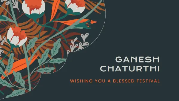 Happy Ganesh Chaturthi gray organic-simple