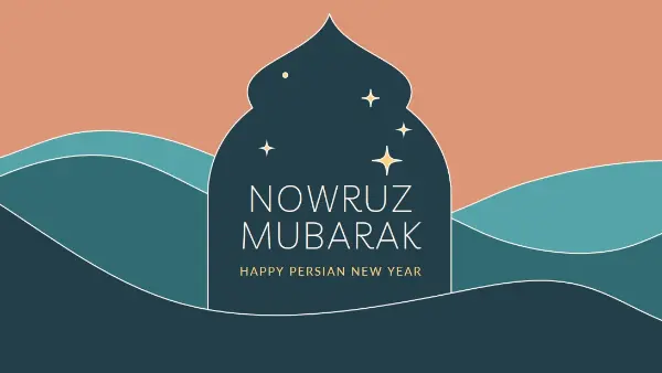 Happy Persian New Year blue organic-boho