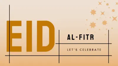 Let's celebrate Eid al-Fitr yellow modern-geometric-&-linear
