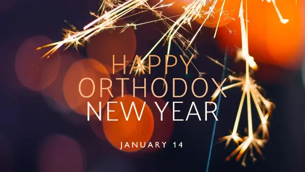 Happy Orthodox New Year black modern-simple