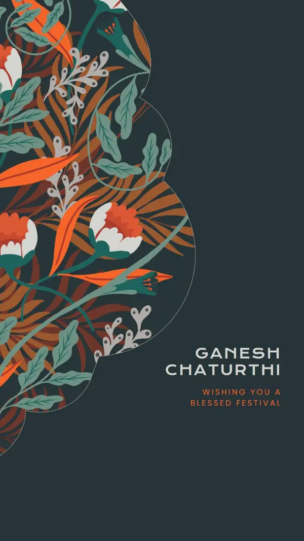 Happy Ganesh Chaturthi gray organic-simple