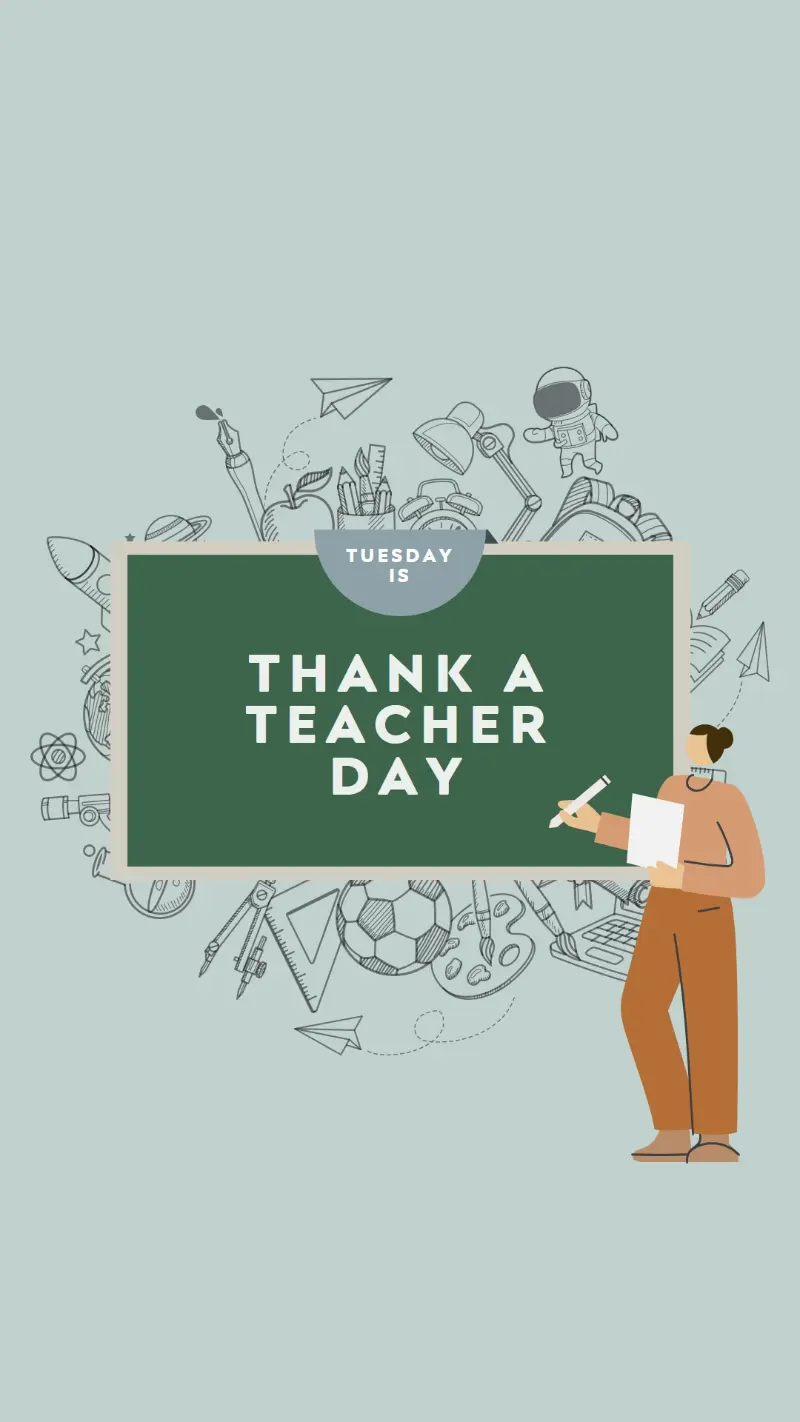 Thankful for teachers green modern-color-block