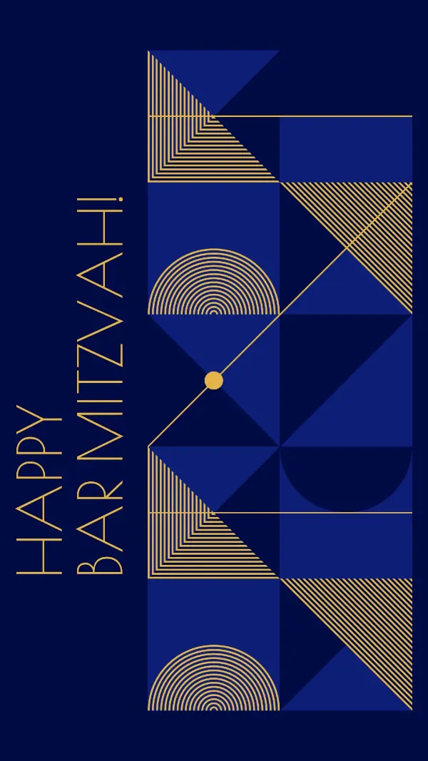 Happy bar mitzvah blue modern-geometric-&-linear