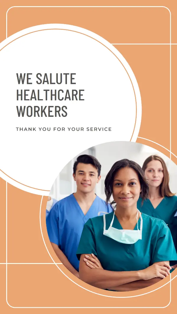 Thank you to healthcare workers orange modern-geometric-&-linear