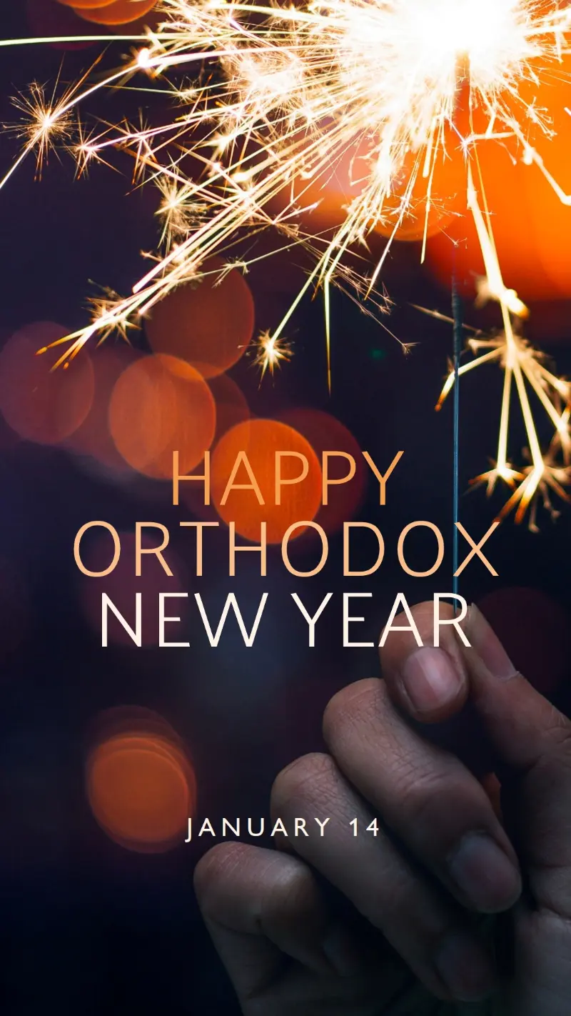 Happy Orthodox New Year black modern-simple