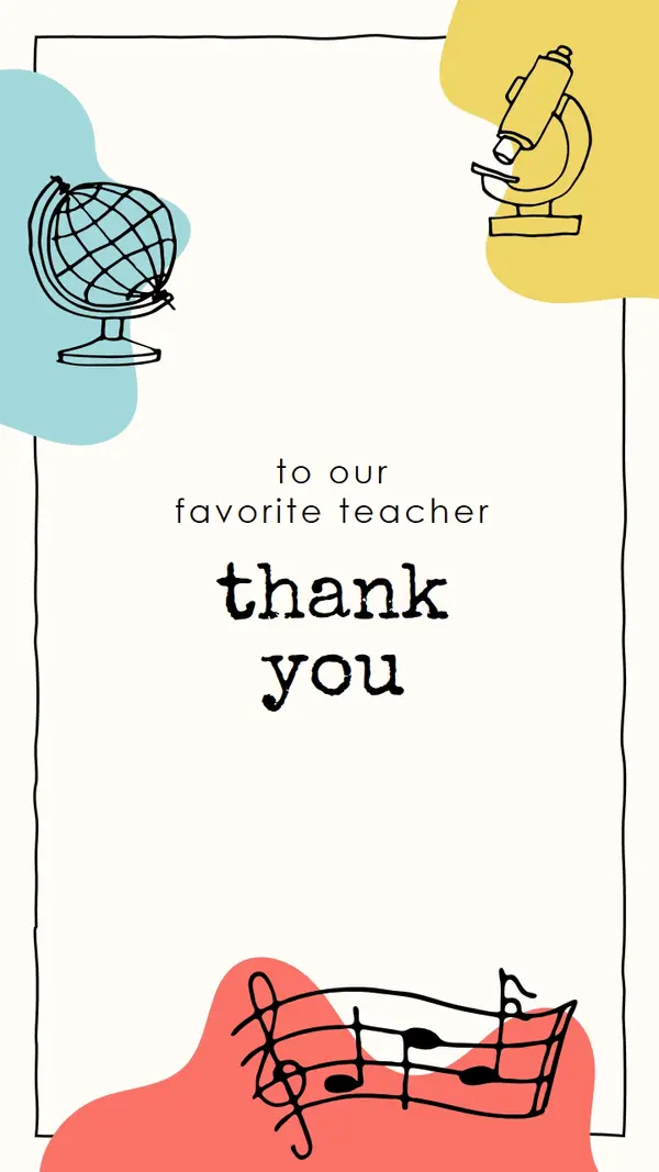 School teacher thank you card