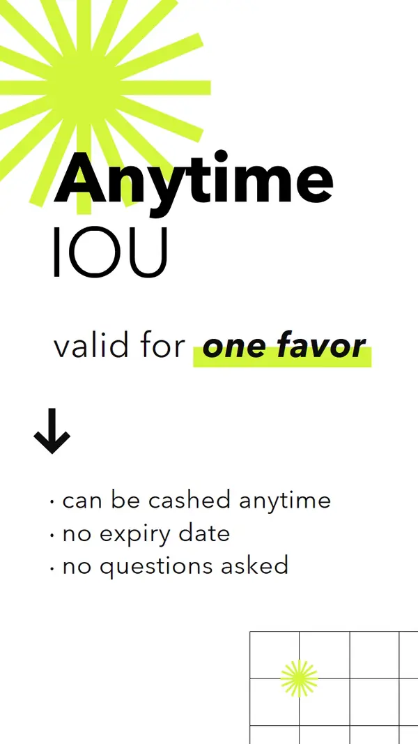 I owe you anytime