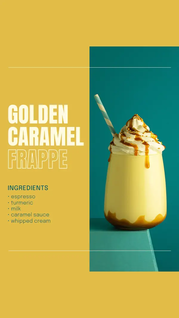 Golden caramel frappe yellow modern, simple, duotone