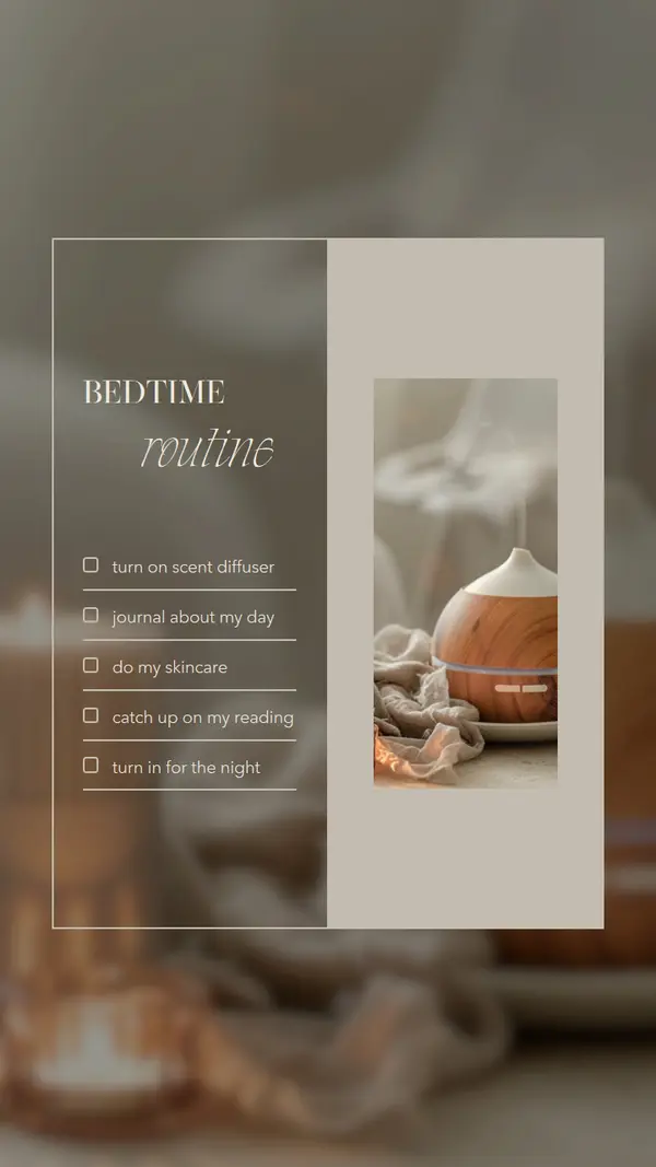 Bedtime routine checklist brown modern, elegant, checklist, planner, classic, graphic