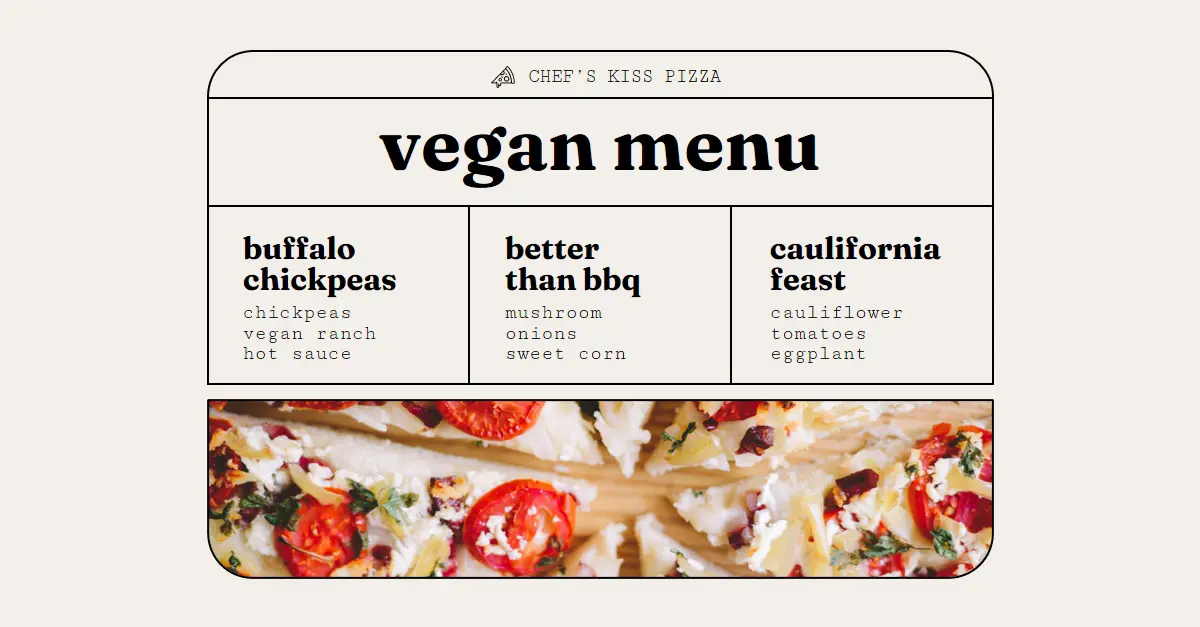 Check out our vegan pizza menu