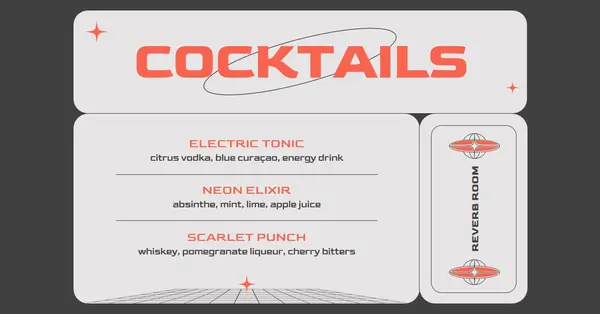Futuristic cocktail menu