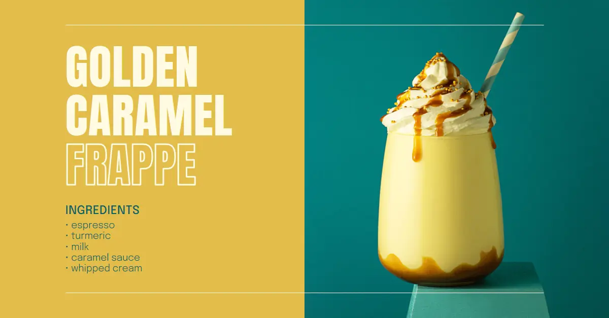 Golden caramel frappe yellow modern, simple, duotone