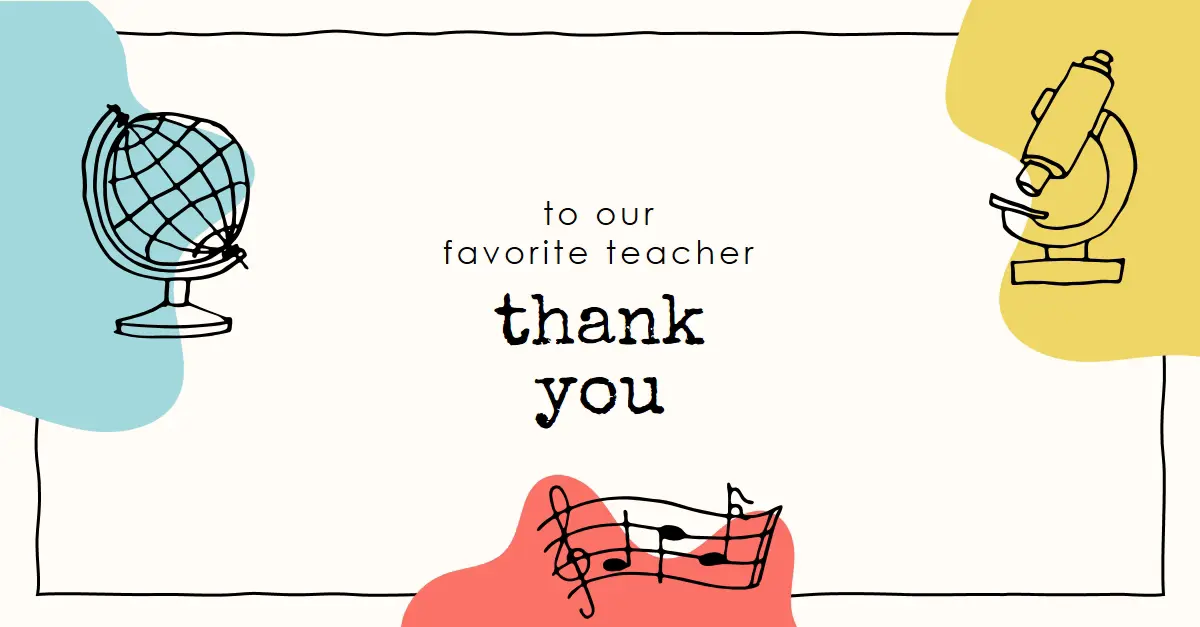 School teacher thank you card