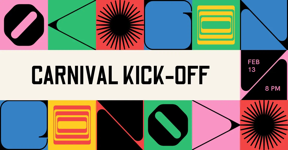 Carnival kick-off party black maximalist, geometric, graphics, mosaic, bold, shapes