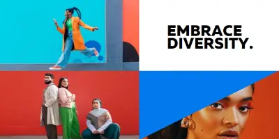 Embrace diversity blue modern-bold