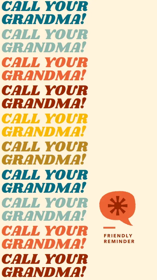 Call your Grandma yellow colorful retro text comic graphical bold