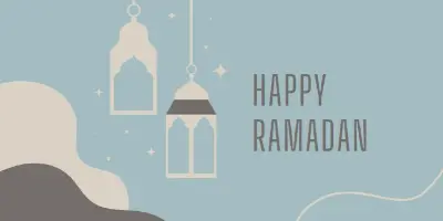 Ramadan greetings blue organic-boho