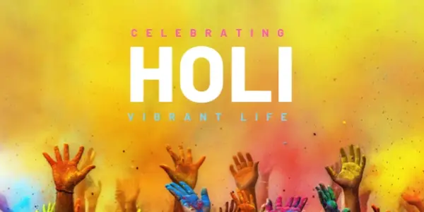 Holi festival of colors yellow modern-bold