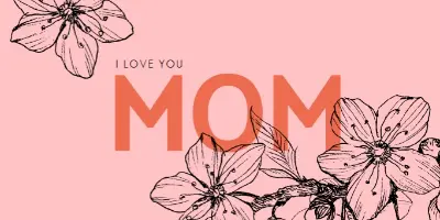 I love you Mom pink vintage-botanical