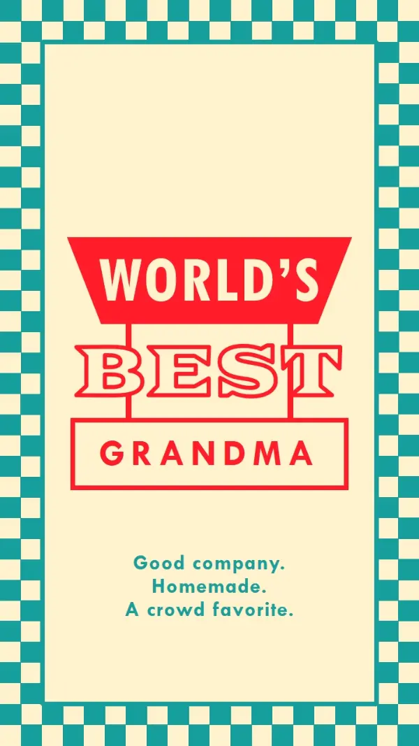 Welcome the world's best grandma yellow vintage retro graphic kitsch frame text