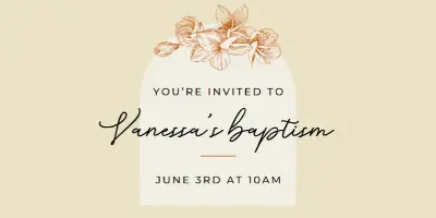 Baptism invite yellow vintage-botanical