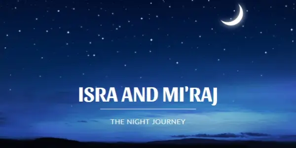 Isra' and Mi'raj night journey blue modern-simple