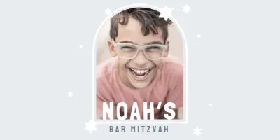 Bar mitzvah blessings blue modern-simple