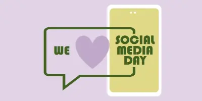 Happy Social Media Day purple modern-color-block